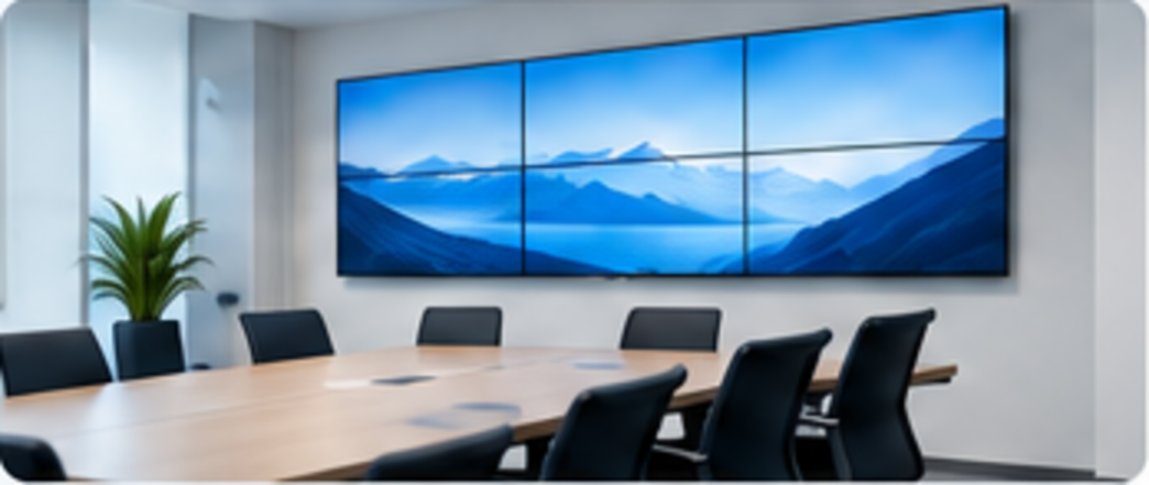 Professional meeting room with a multi-screen media wall